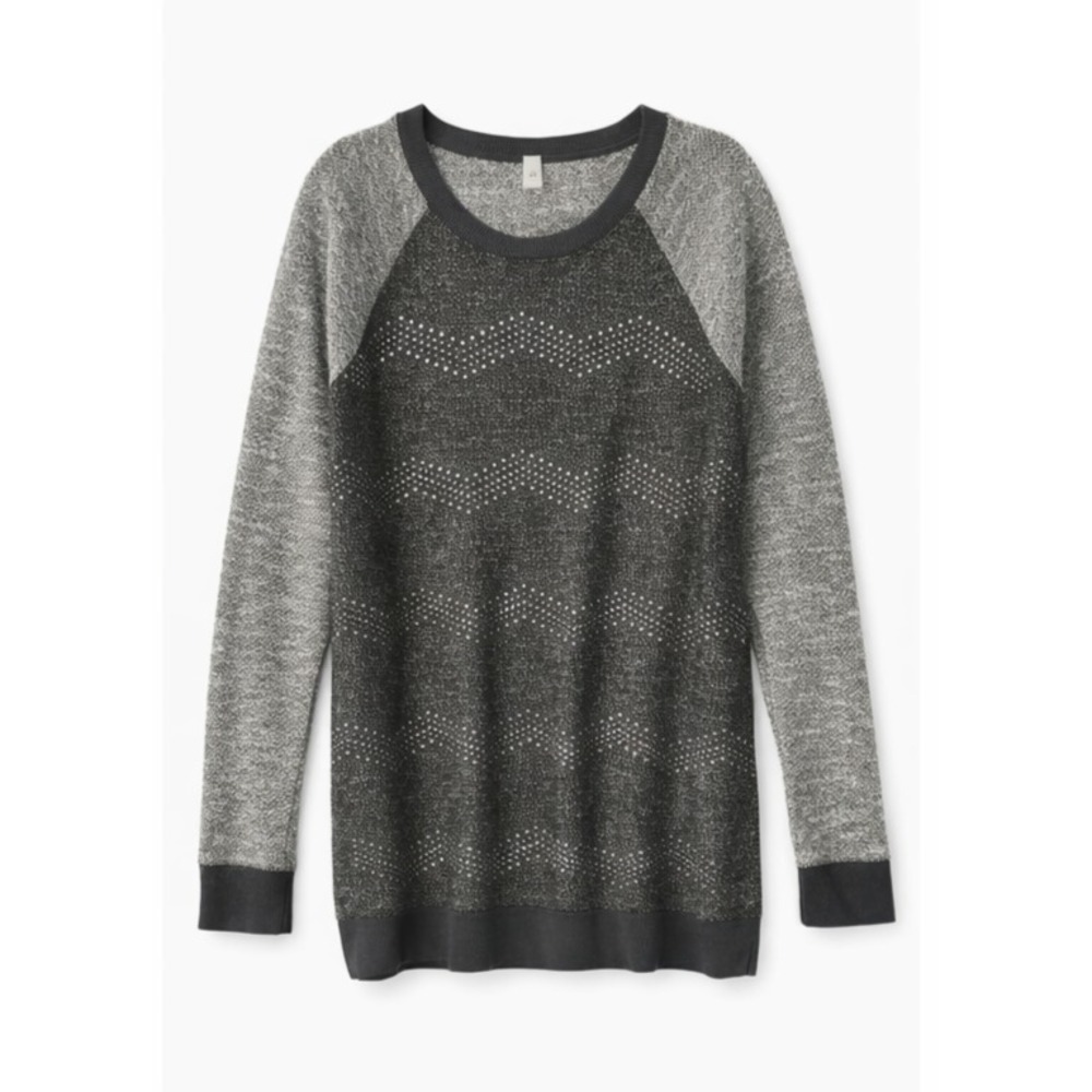 Vanity Raglan Sleeve Sweater XL Gray Stud Embellished Knit Pullover‎